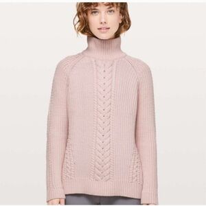 Lululemon Athletica Bring The Cozy Pink Sweater, Thick Cotton, Size 10, Skiing